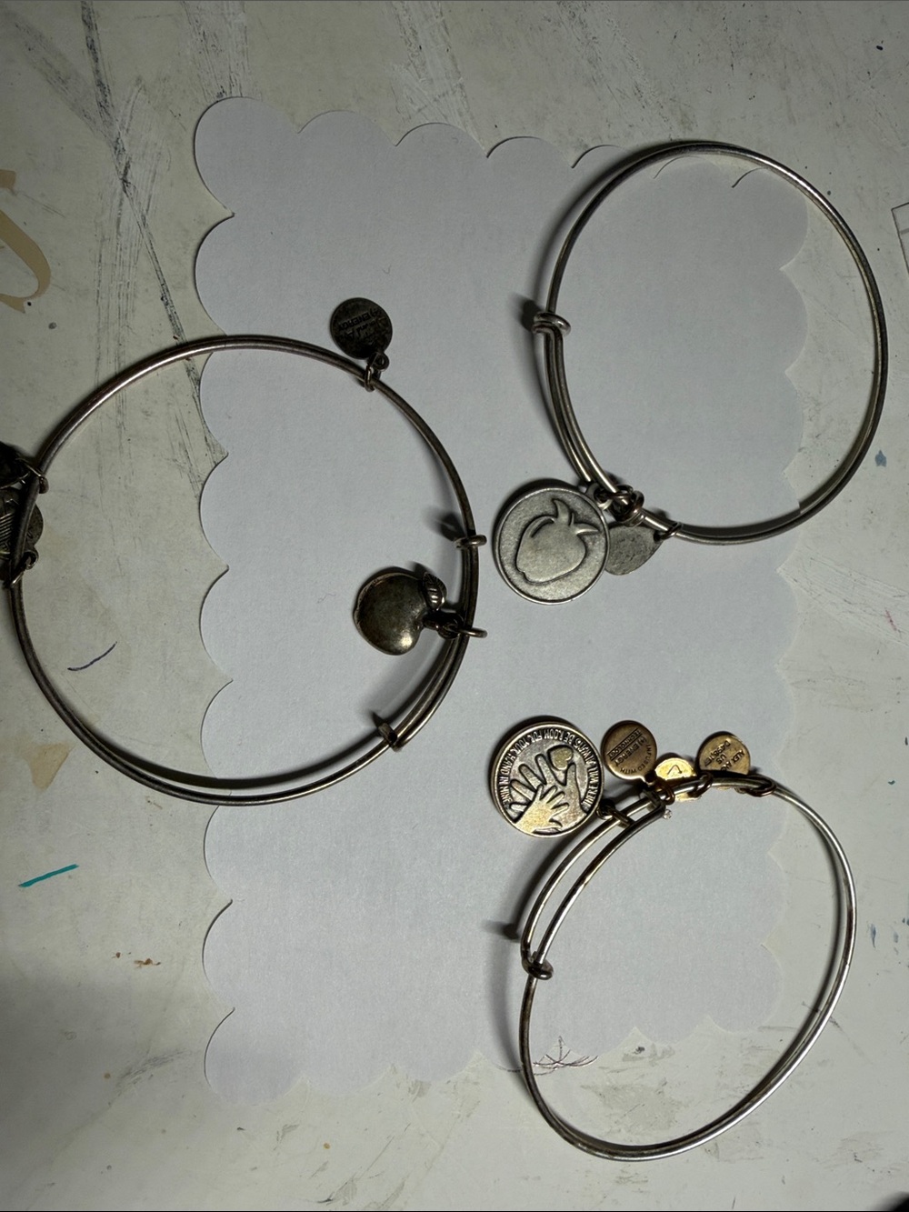 Alex and Ani Silver Tone Charm Bangle Set - Mixed Charms